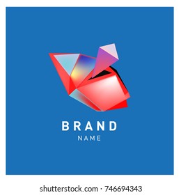 Abstract Vector Geometric 3d gradient Logo Brand Company Design Template