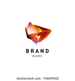 Abstract Vector Geometric 3d gradient Logo Brand Company Design Template