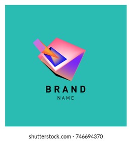 Abstract Vector Geometric 3d gradient Logo Brand Company Design Template
