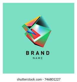 Abstract Vector Geometric 3d gradient Logo Brand Company Design Template
