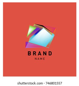 Abstract Vector Geometric 3d gradient Logo Brand Company Design Template