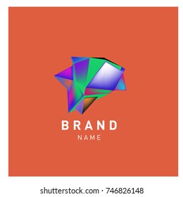 Abstract Vector Geometric 3d gradient Logo Brand Company Design Template