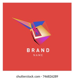 Abstract Vector Geometric 3d gradient Logo Brand Company Design Template