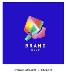 Abstract Vector Geometric 3d gradient Logo Brand Company Design Template
