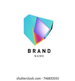 Abstract Vector Geometric 3d gradient Logo Brand Company Design Template