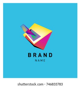 Abstract Vector Geometric 3d gradient Logo Brand Company Design Template