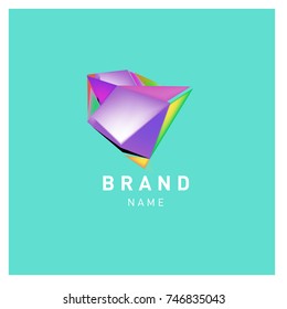Abstract Vector Geometric 3d gradient Logo Brand Company Design Template