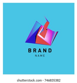 Abstract Vector Geometric 3d gradient Logo Brand Company Design Template