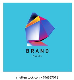 Abstract Vector Geometric 3d gradient Logo Brand Company Design Template