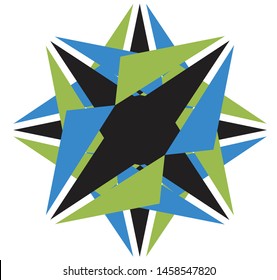Abstract vector geometric 8 pointed shuriken ninja star symbol icon logo