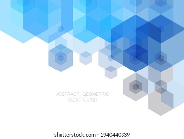 Abstract vector geometric background blue hexagon