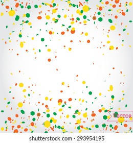 Abstract vector geometric background with confetti. Hexagon mosaic confetti.