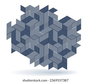 Abstract vector geometric background created with 3D cubes and shapes in isometric perspective, abstract city architecture, polygonal abstraction art, cubic style.