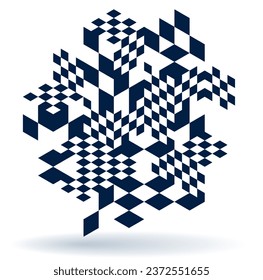 Abstrakter, geometrischer Hintergrund mit 3D Würfeln und Formen in isometrischer Perspektive, abstrakte Stadtarchitektur, polygonale Abstraktionskunst, kubischer Stil.