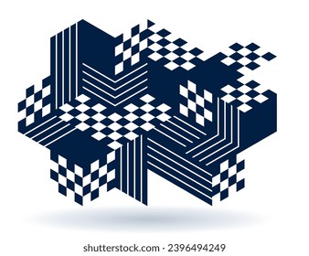 Abstract vector geometric background created with 3D cubes and shapes in isometric perspective, abstract city architecture, polygonal abstraction art, cubic style.
