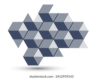 Abstract vector geometric background created with 3D cubes and shapes in isometric perspective, abstract city architecture, polygonal abstraction art, cubic style.