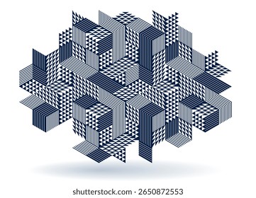Abstract vector geometric background created with 3D cubes and shapes in isometric perspective, abstract city architecture, polygonal abstraction art, cubic style.
