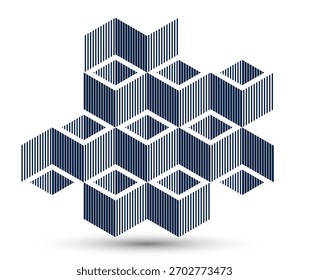 Abstract vector geometric background created with 3D cubes and shapes in isometric perspective, abstract city architecture, polygonal abstraction art, cubic style.