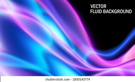 Abstract vector geometric background. Fluorescent plasma glow of blurry liquid forms. Neon colors. Futuristic image for music posters, banners, presentations.