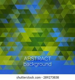 Abstract vector geometric background. Green fresh background. Backdrop design element. Triangle backdrop can be used for web page background, identity style, printing, etc.
