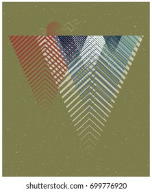 Abstract vector geometric background. Inverted world. Reflections at sunset. Conceptual background.