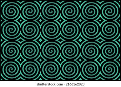 abstract vector geometric background with spirals in green gradient color