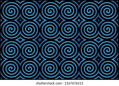 abstract vector geometric background with spirals in blue gradient color