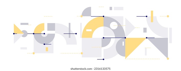 Abstract vector geometric background in tech mechanical engineering blueprint style, digital system wallpaper, technology mechanism dynamic draw.