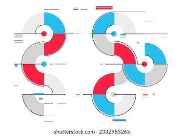 Abstract vector geometric background in tech mechanical engineering blueprint style, digital system wallpaper, technology mechanism draw in red and blue colors.