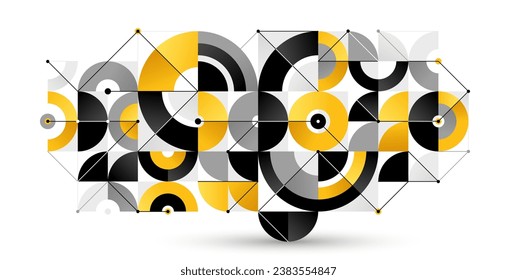 Abstract vector geometric background, tech engineering look like shapes and lines composition, technology industry style, modular mosaic isolated.