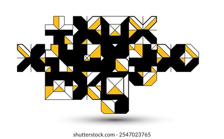 Abstract vector geometric background, tech engineering look like shapes and lines composition, mechanical engine industry style, modular mosaic isolated.