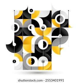 Abstract vector geometric background, tech engineering look like shapes and lines composition, technology industry style, modular mosaic isolated.