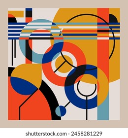 Vector Abstractas geométrico con fondo estilo bauhaus