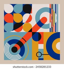 Abstract vector geometric with bauhaus style background