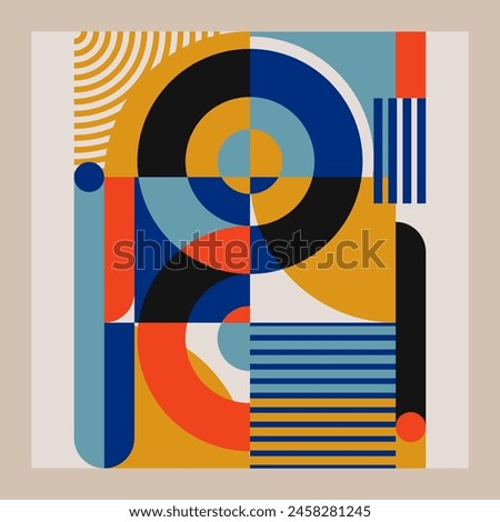 Abstract vector geometric with bauhaus style background