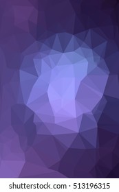 Abstract vector geometric blue purple background consisting of colored triangles. Low poly pattern, vertical format.