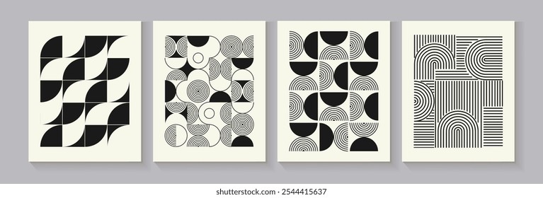 Abstrato vetor geométrico cobre para o seu projeto. Bandeiras com um padrão geométrico simples. Design mínimo. Ilustração de Bauhaus style.Vetor.