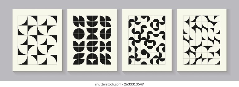 Abstrakte geometrische Vektordecken für Ihr Design. Banner mit einem einfachen geometrischen Muster. Minimales Design. Bauhaus-Stil.Vektorgrafik.