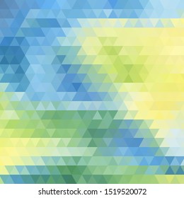 Abstract vector geometric design.  blue,  yellow, green triangles 