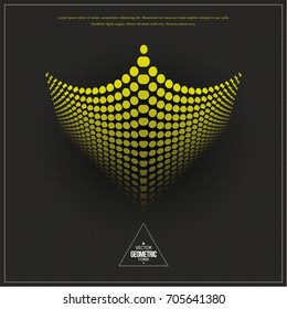 Abstract vector geometric element consisting of circles with distortion effect. Dark background