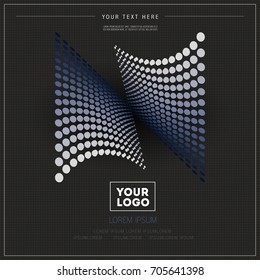 Abstract vector geometric element consisting of circles with distortion effect. Dark background