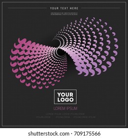 Abstract vector geometric element consisting of circles with distortion effect. Dark background