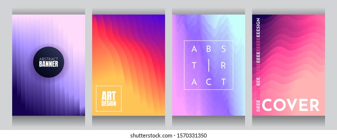 Abstract vector geometric flow background. Minimalistic colorful gradient lines. Set of vibrant wallpapers. Futuristic design. Polygonal future concept covers template. Rainbow poster. Page layout