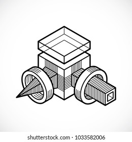 Abstract vector geometric form, 3D shape.