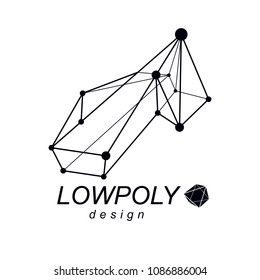 Abstract vector geometric form, 3d shape. Communication technologies modern emblem.