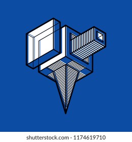 Abstract vector geometric form, 3D creative shape.