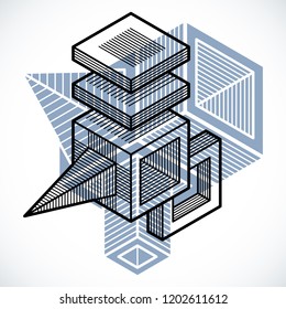 Abstract vector geometric form, 3D polygonal shape.