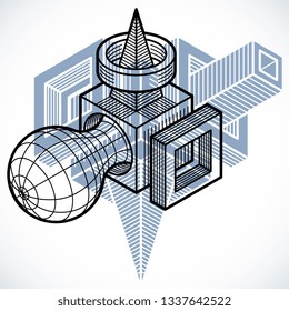 Abstract vector geometric form, 3D polygonal shape.