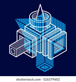 Abstract vector geometric form, 3D creative shape.