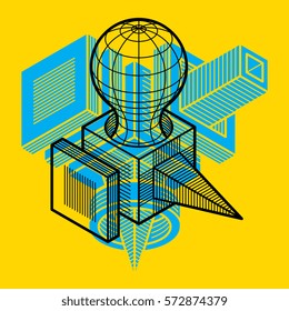 Abstract vector geometric form, 3D creative shape.